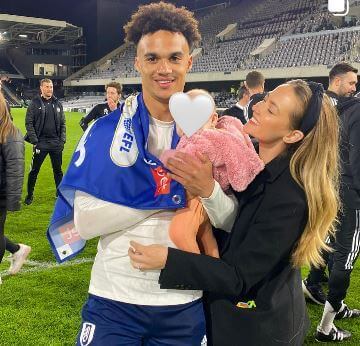 Darcy Myers with her fiance Antonee Robinson and their daughter Atlas